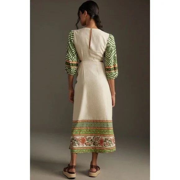 Farm Rio x Anthropologie Palm V-Neck Midi Dress Petite XL Retail $258 - Picture 2 of 8